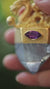 Dragon Amethyst Aqua Aura Quartz Pendant, 925 Silver Bezel Gold Plated, Hammered Texture, Crown Third Eye Throat, Protection Talisman
