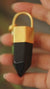 Smoky Quartz Point Pendant: 18K Gold Plated Bronze Cap, 7cm Crystal Statement Piece
