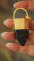 Large Smoky Quartz Point Pendant, High-Grade Dark Crystal with Thick Bronze Cap, 18K Gold-Plated, 6 cm Statement Piece, Unique Gift NO/01