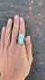 Tooth Shaped Larimar Cabochon - Rustic Comfortable Crystal Ring - Size 9 US - 925 Sterling Silver - Rock Textured & Oxidised