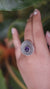 Adjustable Amethyst Ring 925 Sterling Silver Solar Disc Ring Violet Cabochon Crown Chakra Statement Jewelry Gift