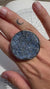 Large Raw Round Brazilian Lapiz Lazuli  - Brushed & Oxidised - 925 Sterling Silver - Heavy Set Adjustable Textured Ring - Size 5-10 US