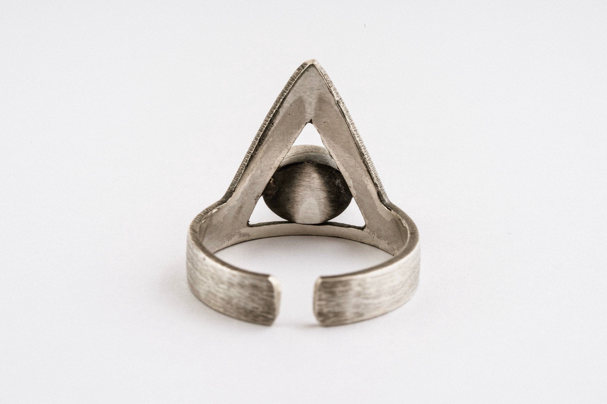 Turquoise Ring - Hammered OR Brushed oxidised Triangle - 925 Sterling Silver - Open ADJUSTABLE - Size 5-10 US