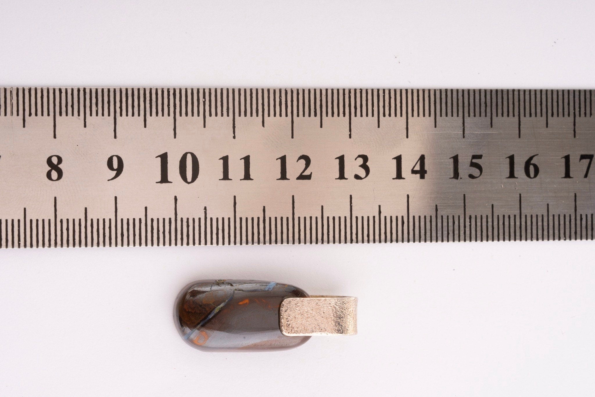 Australian Sparkly Boulder Opal - 925 Sterling Silver - Silver Dust Textured Pin Pendant Setting - Neckpiece N/3
