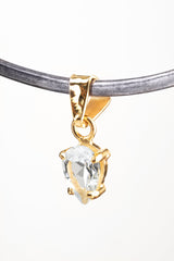 Small Natural High grade faceted  Aquamarine - Gold Plated Sterling  Silver Textured Claw Setting- Crystal Pendant Neckpiece
