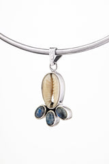 Cowrie Shell & Moonstone - 925 Sterling Silver - Mandala Setting - Pendant Necklace No/6