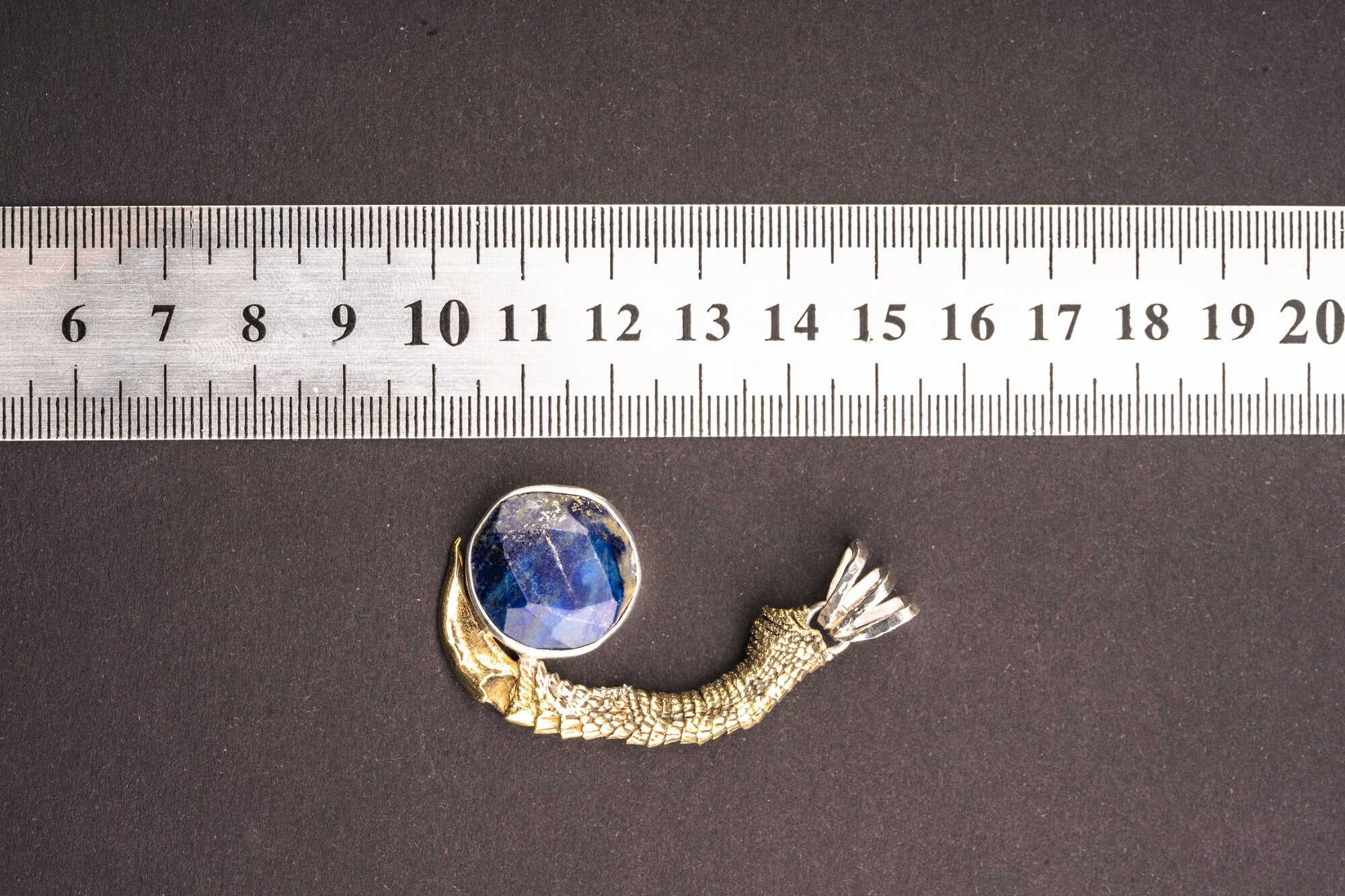 Goanna Claw Choose Your Stone/Crystal - 925 Sterling Silver Cast Brass - Pendant Neckpiece