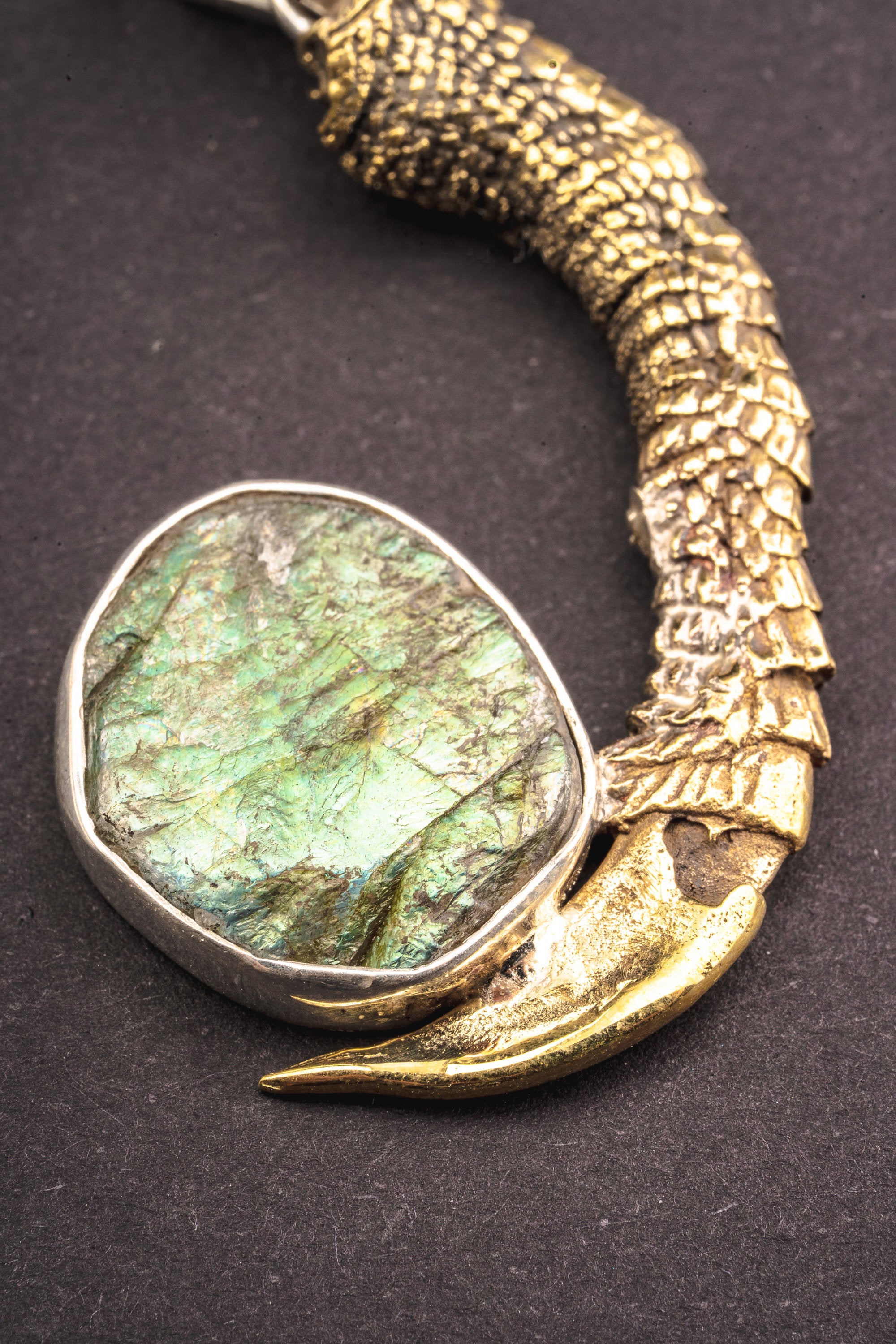 Goanna Claw Choose Your Stone/Crystal - 925 Sterling Silver Cast Brass - Pendant Neckpiece
