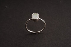 Faceted Ethiopian Opal   - Fine 925 Sterling Silver Round Ring Band  - Size US 5