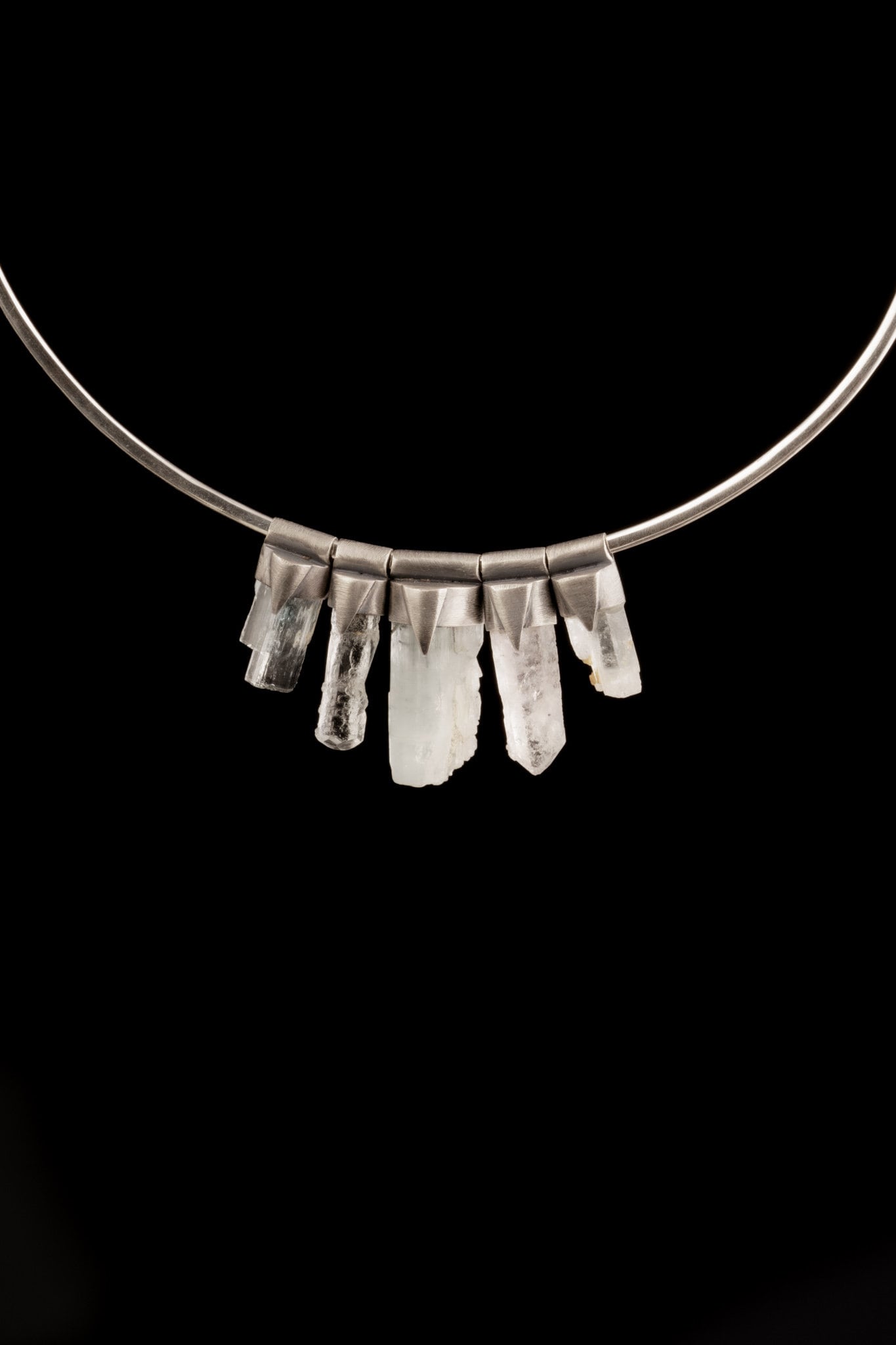 Petite Raw Aquamarine - Stack Pendant textured & oxidised - 925 sterling silver - Crystal Necklace