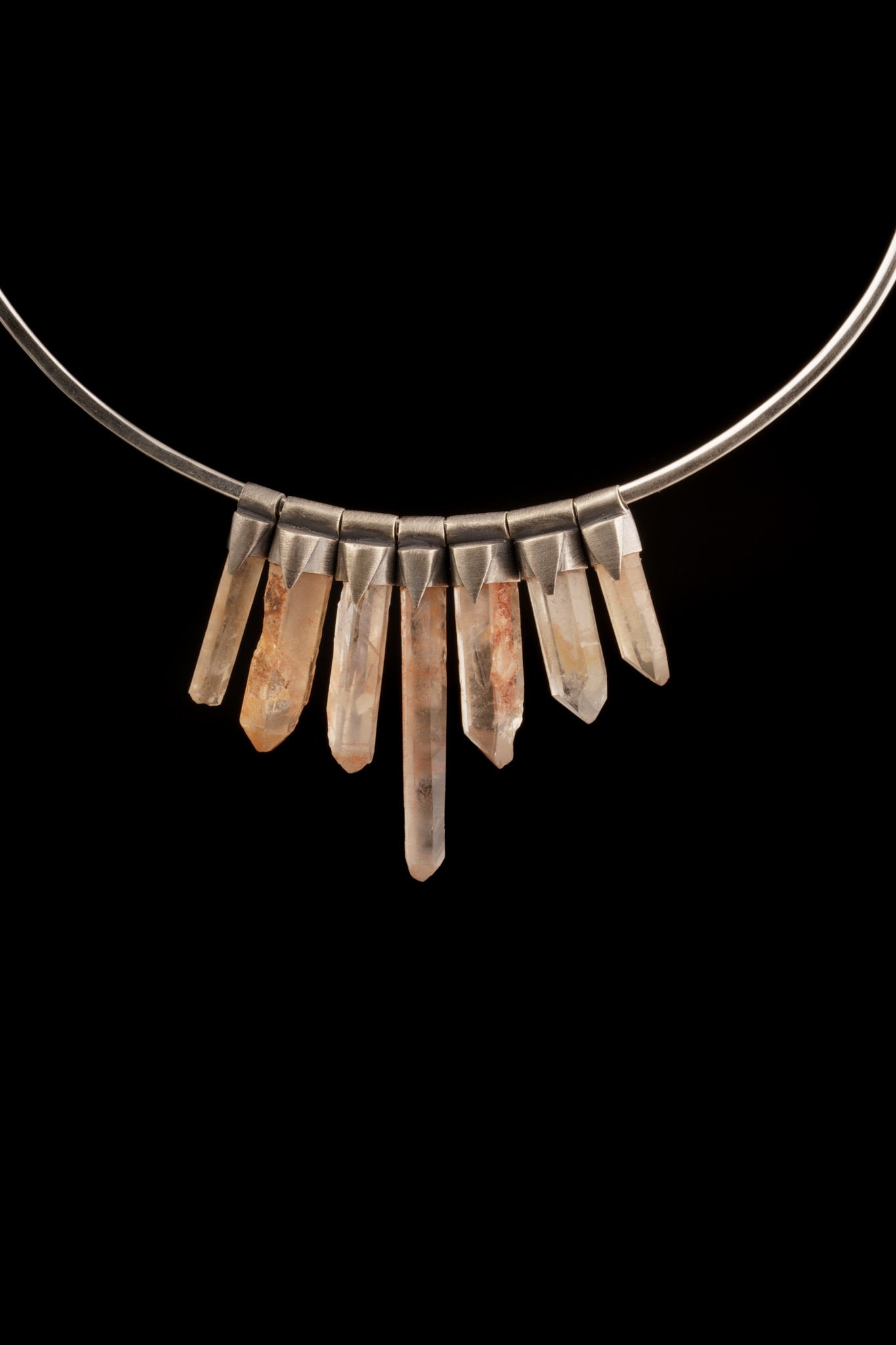 Gemmy Olive Brown Black Tourmaline - Stack Pendant textured & oxidised - 925 sterling silver - Crystal Necklace