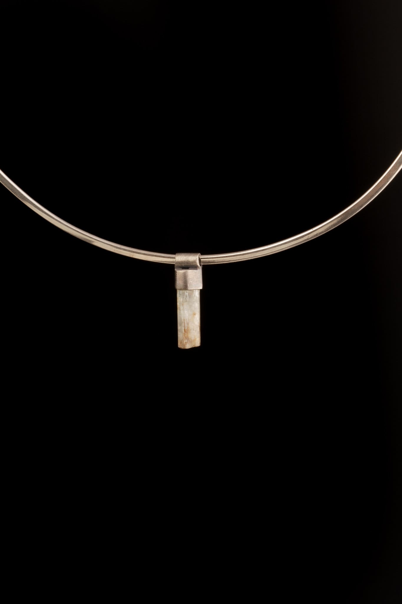 Petite Raw Aquamarine - Stack Pendant textured & oxidised - 925 sterling silver - Crystal Necklace