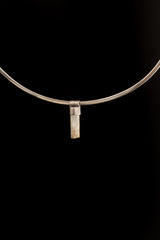 Petite Raw Aquamarine - Stack Pendant textured & oxidised - 925 sterling silver - Crystal Necklace
