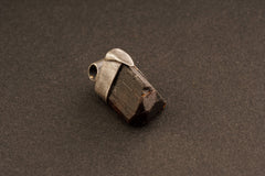 Gemmy Olive Brown Black Tourmaline - Stack Pendant textured & oxidised - 925 sterling silver - Crystal Necklace