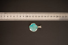 ONEe Rare exquisite Gem Silica Chrysocolla crowned with Moonstone - Crystal Pendant - 925 Sterling Silver - rounded Bezel open-back set