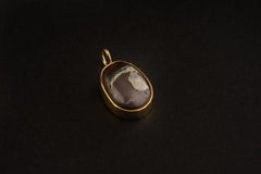 Australian Opal in Matrix - Gold Plated Textured Sterling Silver - Crystal Charm Pendant
