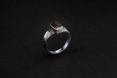 Raw Pink / Green Tourmaline - Large ( Men's ) - Size 8 US - 925 Sterling Silver - Hammer Textured Oxidised