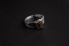 Raw Pink / Green Tourmaline - Large ( Men's ) - Size 8 US - 925 Sterling Silver - Hammer Textured Oxidised