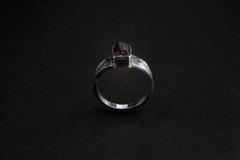 Raw Pink / Green Tourmaline - Large ( Men's ) - Size 8 US - 925 Sterling Silver - Hammer Textured Oxidised