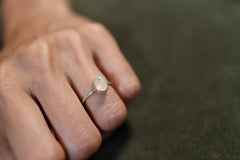 Faceted Ethiopian Opal   - Fine 925 Sterling Silver Round Ring Band  - Size US 5