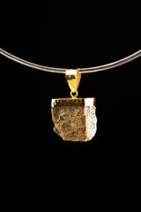 Well formed large gold plated raw Cubic Pyrite necklace - Gold Plated Textured Sterling Silver Setting - Crystal Pendant