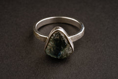 Raw Blue Tourmaline - 925 Sterling Silver WAS GOLD PLATED - Size 6