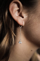 Raw flashy blue Moonstone - Sterling Silver - Claw / Prong dangle hook crystal Earring