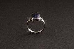 Gem Tanzanite Cabochon - Large ( Men's ) - Size 12 1/2 US - 925 Sterling Silver - Hammer Textured Oxidised