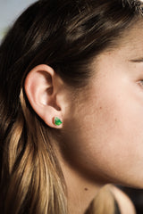 High grade Australian tumbled Chrysoprase - Sterling Silver - Freeform earring Studs
