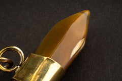 Cut Brown Agate- Oxidised Brass band Setting - Crystal Pendant Neckpiece