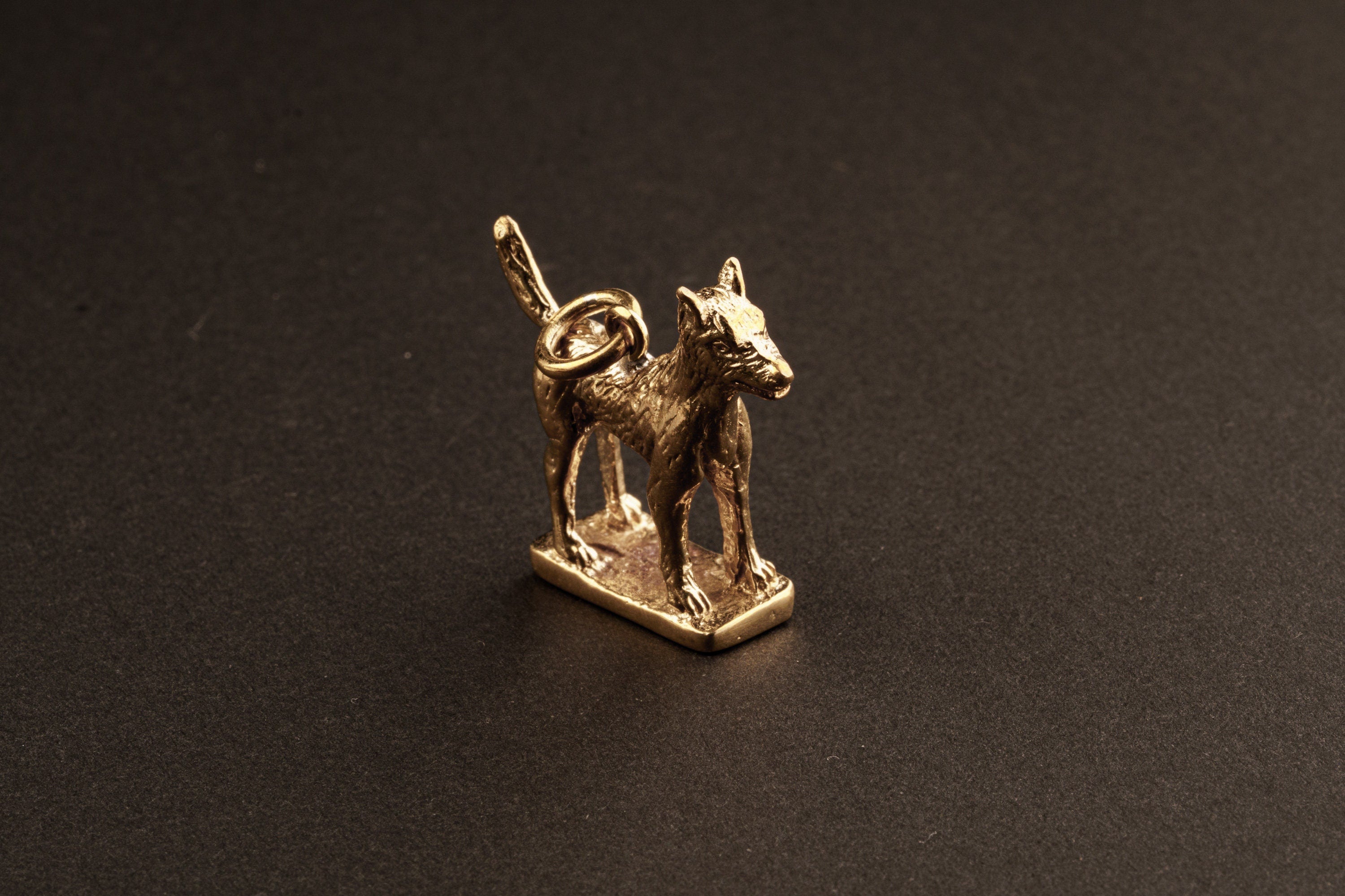 Buddhist Dog Amulet - Wolf/ Dog - Brass Cast - Pendant Necklace