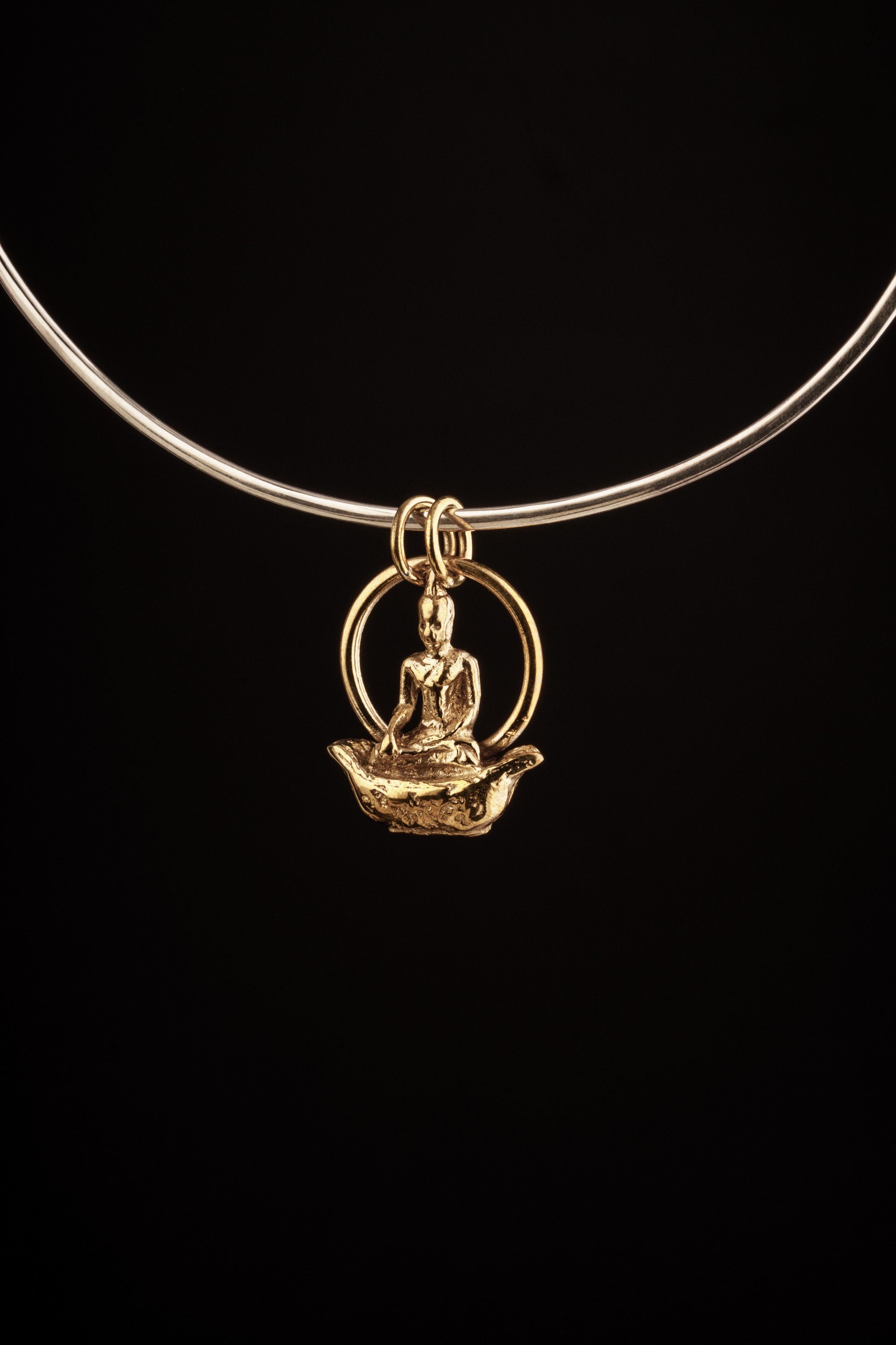 Amulet Buddhist Buddha's Raft Parable - Figure Statue Talismans - Brass Cast - Pendant Necklace