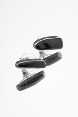 Onyx Stud - Textured Finish - organic shaped Pair - Sterling Silver - Freeform Earring Studs
