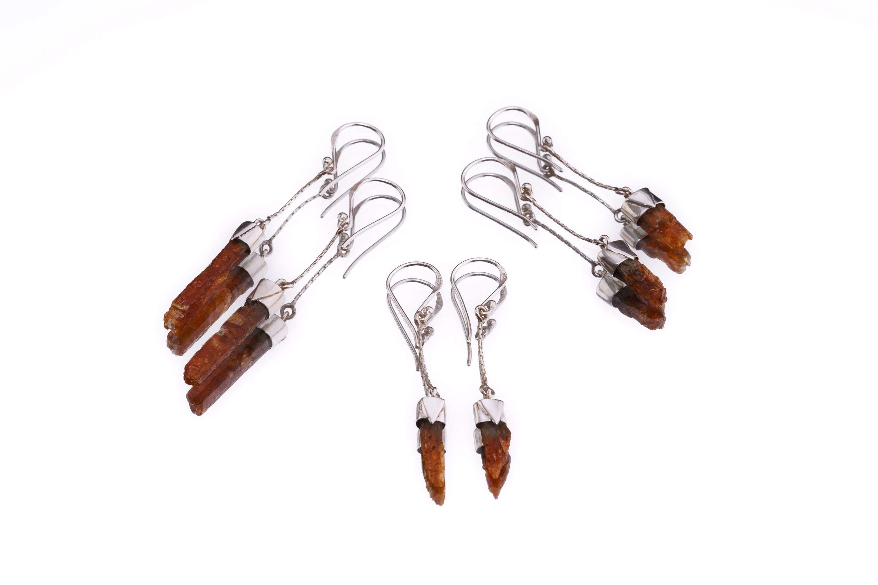 Red Kyanite Erring - Raw Gemmy Australian Specimen - Sterling Silver - Dangle Hook Crystal Earring