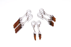 Red Kyanite Erring - Raw Gemmy Australian Specimen - Sterling Silver - Dangle Hook Crystal Earring