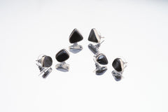 Hematite Stud - organic shaped Pair - Sterling Silver - Polished - Shiny Finish - Freeform Earring Studs