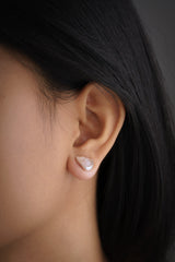 Rose Quartz Stud - Pick your organic shaped Pair - Sterling Silver - Polished Finish - Freeform Earring Studs