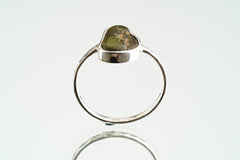 Natural River Found Australian Peridot - Thin Band Stack Ring - Size 7 1/4 US - 925 Sterling Silver - Hammer Textured