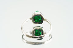 Gemmy Australian Fossicked rough Emerald - Stack Crystal Ring - Size 5 US - 925 Sterling Silver - Thin Band Hammer Textured