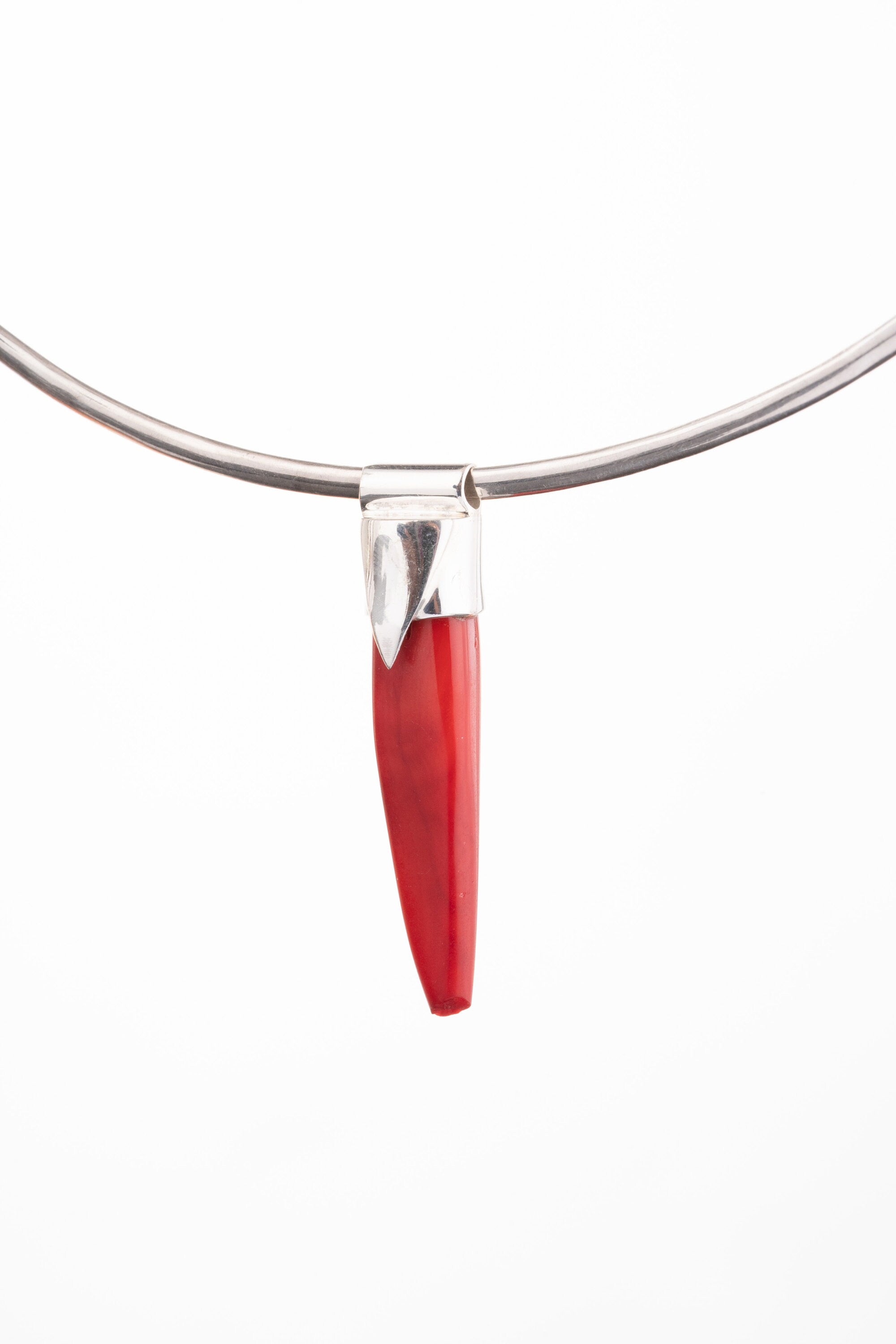 Red Ocean Bamboo ( Coral ) - Stack Pendant - Sterling Silver