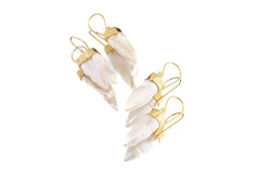 Pair of Pearls - 925 Gold Plated Sterling Silver - Dangle Hook Earring