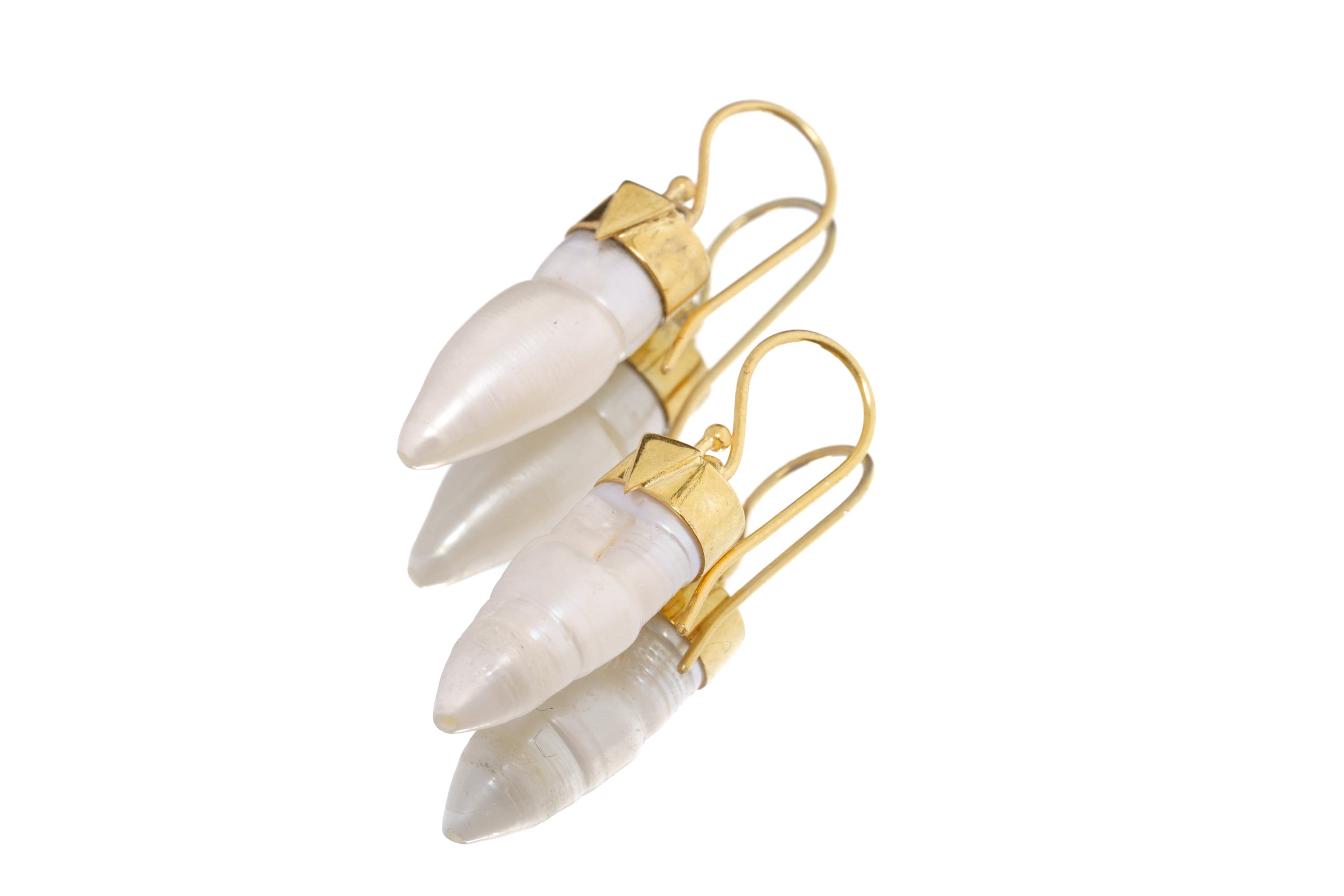 Pair of Pearls - 925 Gold Plated Sterling Silver - Dangle Hook Earring