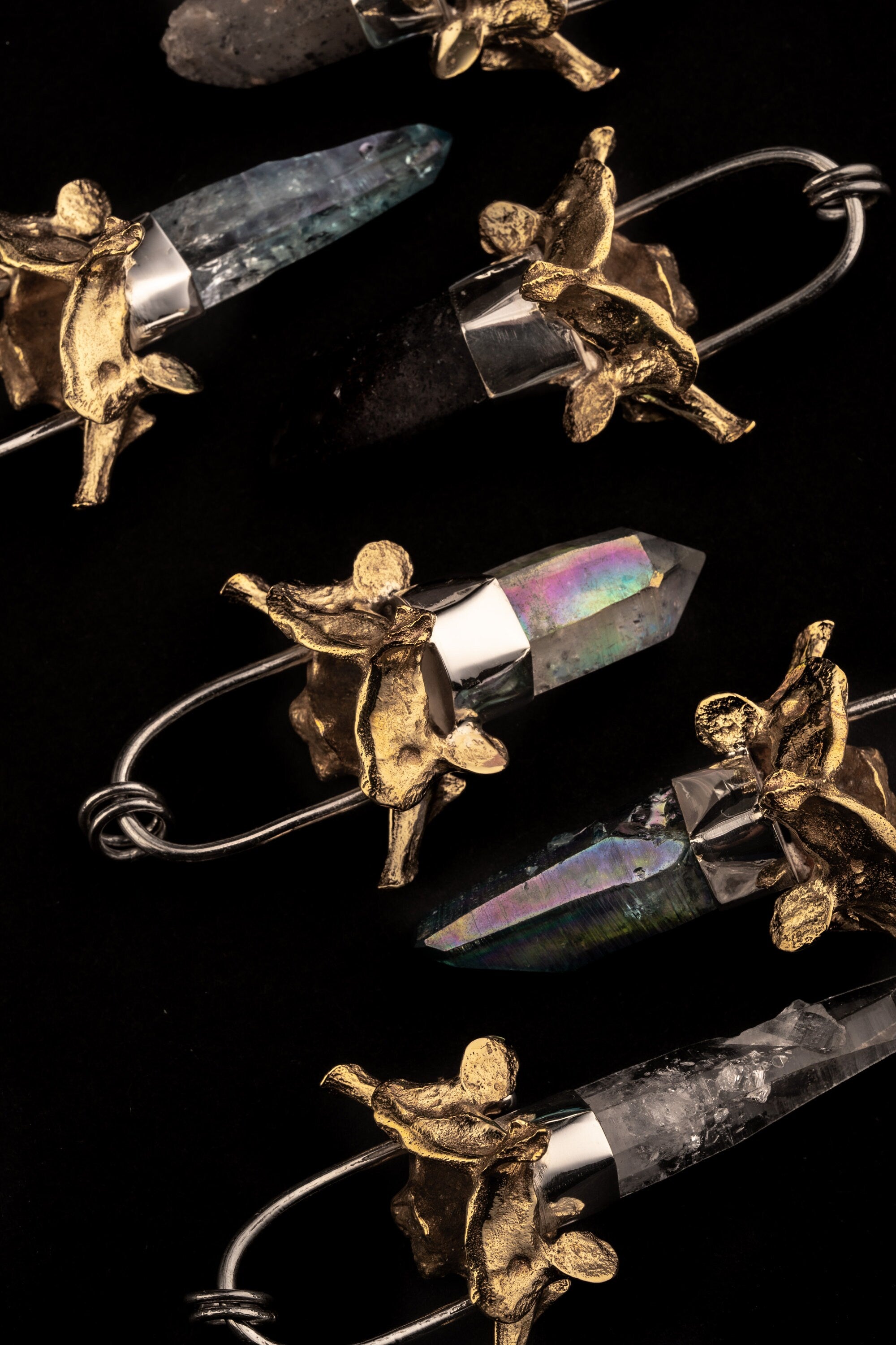 Light Laser Vera Cruz Amethyst Quatrz Point - Sterling Silver - Kangaroo Verdabrate Brass Cast - Talisman Crystal Pendant