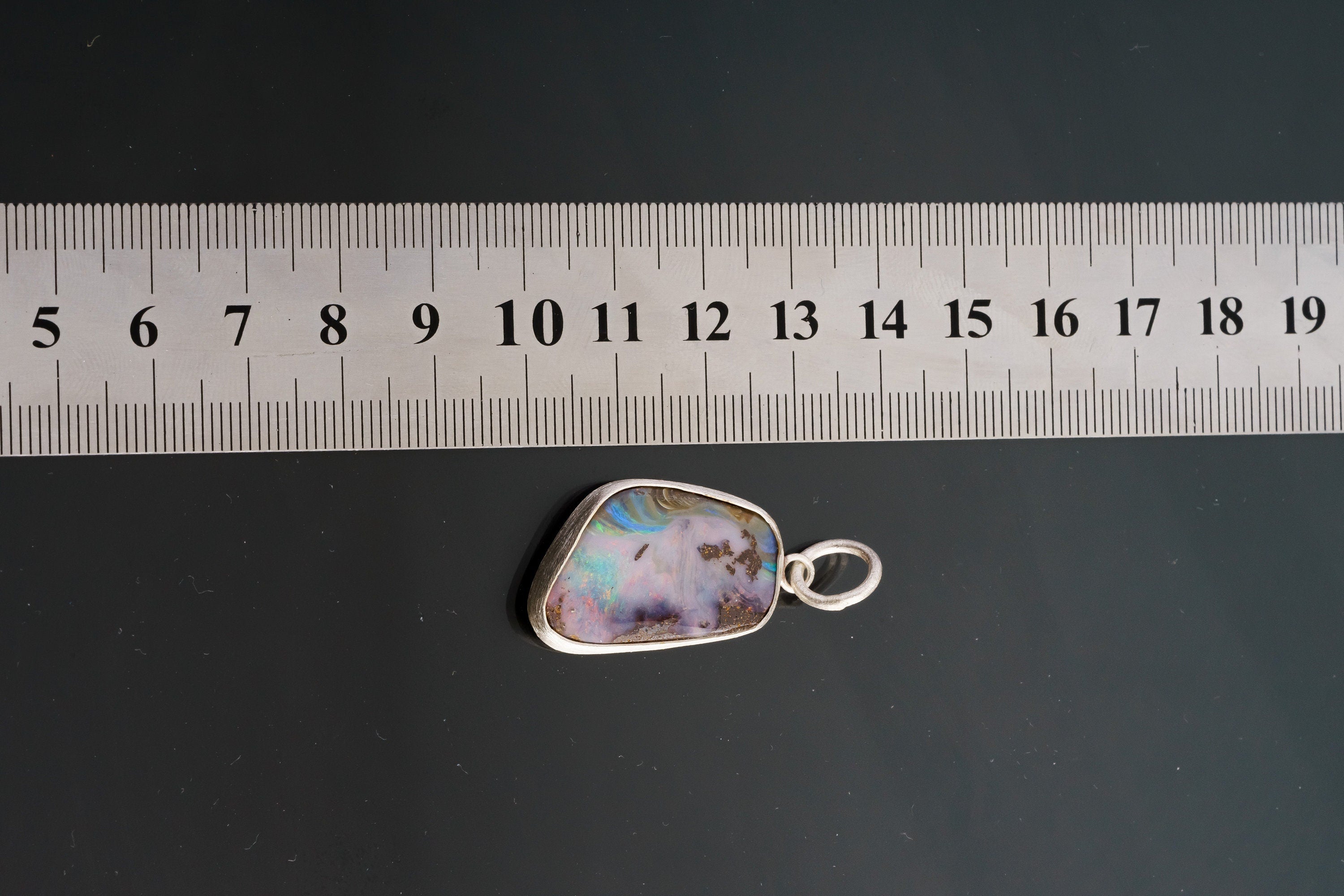 Australian Pink & blue Nebular Precious Freeform Boulder Opal - Natural Solid Opal - Textured 925 Silver Setting - Crystal Pendant Neckpiece
