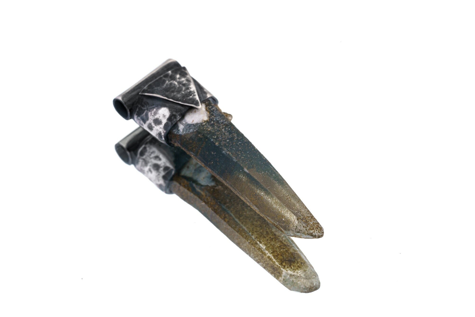 Collector Piece - NEPLAE Chloride inclusion Laser Quartz Point - Stack Pendant - Textured & Oxidised 925 Sterling Silver - Crystal NO.17