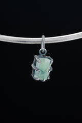 Small super gemmy Aquamarine - Oxidised Sterling Silver - Strong Claw Wire Setting - Hammer Textured - Pendant Crystal Necklace
