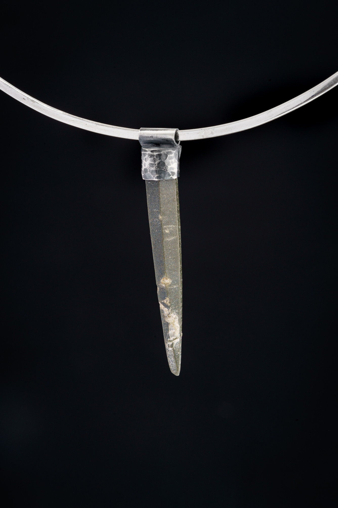 Collector Piece - NEPLAE Chloride inclusion Laser Quartz Point - Stack Pendant - Textured & Oxidised 925 Sterling Silver - Crystal NO.18