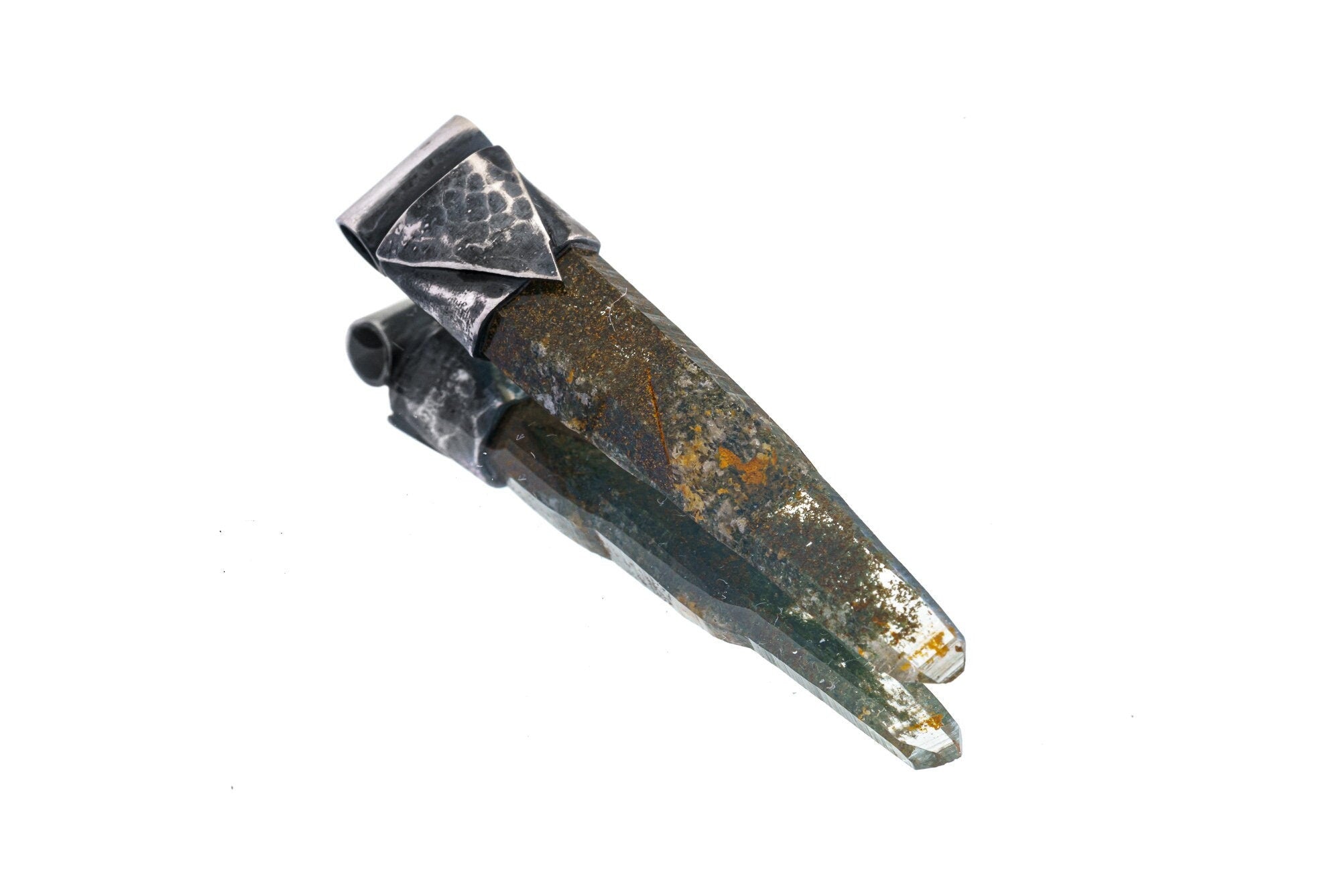 Collector Piece - NEPLAE Chloride inclusion Laser Quartz Point - Stack Pendant - Textured & Oxidised 925 Sterling Silver - Crystal NO.19