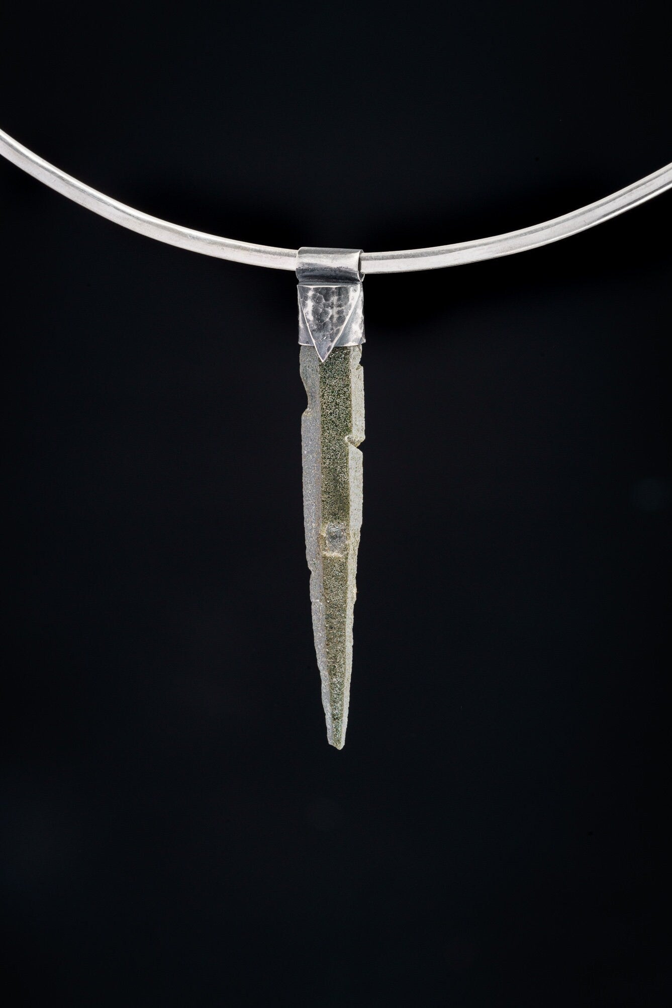 Collector Piece - NEPLAE Chloride inclusion Laser Quartz Point - Stack Pendant - Textured & Oxidised 925 Sterling Silver - Crystal NO.21