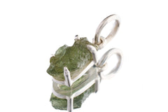 Small Natural Moldavite - 925 Sterling Silver - Claw Crystal Pendant Necklace - NO.2